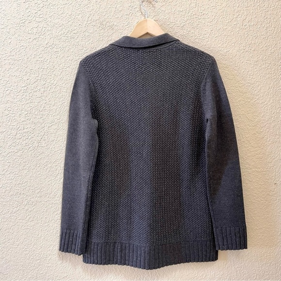 Tory Burch Sweater Henley Melange Wool Honeycomb Classic Minimalist Academia M - Picture 3 of 8
